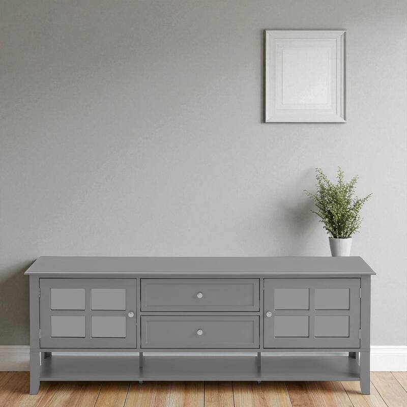 59 Inch Modern TV Stand with Storage, Entertainment Center with 2 Cabinets and 2 Drawers for TVs Up to 60 Inch