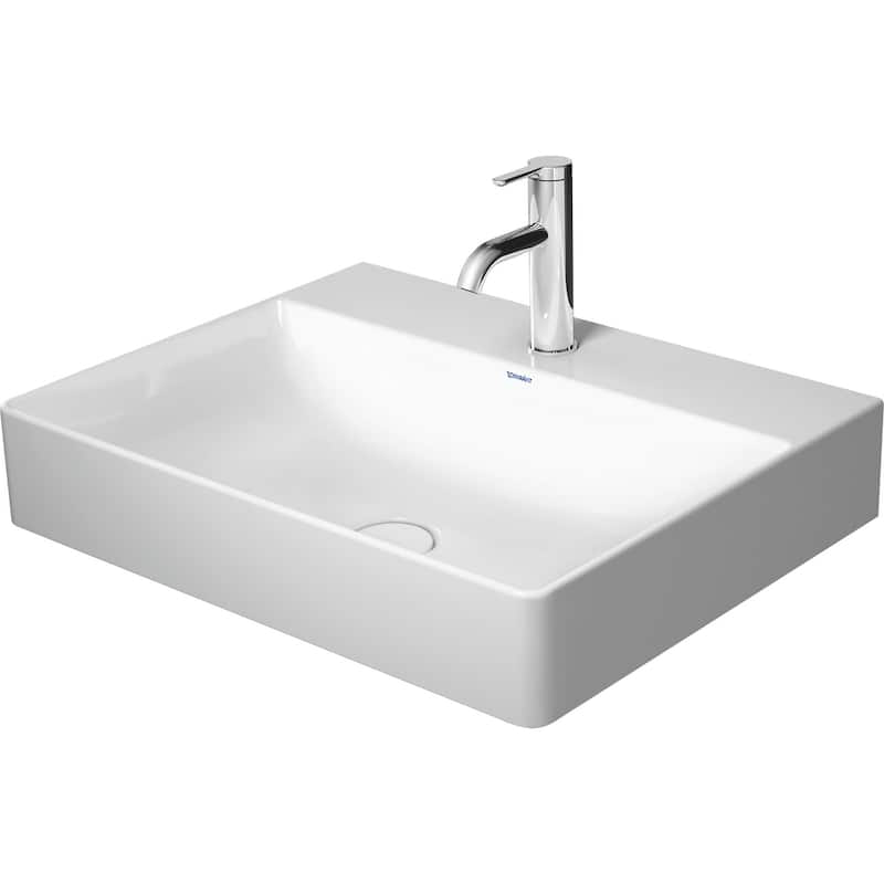 Duravit DuraSquare 24" Ceramic Vanity Top with 1 Faucet Hole - White / Glazed Underside