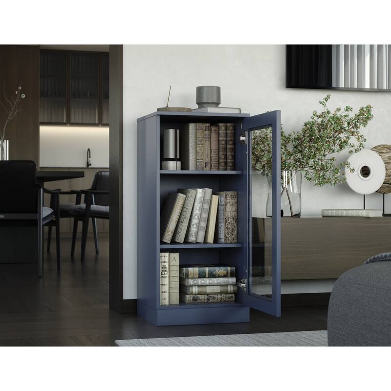 Palace Imports 100% Solid Wood 3-Shelf Bookcase with Clear Glass Door and Adjustable Shelves