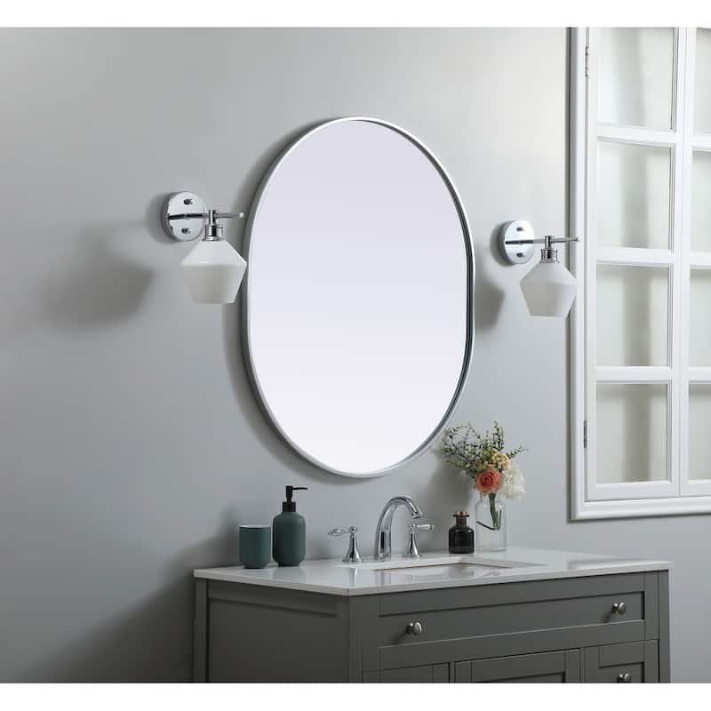 Indigo Home Metal Frame Oval Mirror 30x36 Inch
