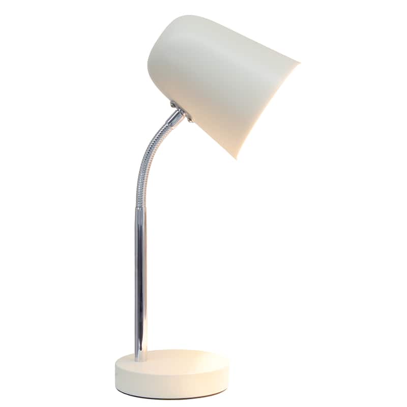 Minimalist Metal Gooseneck Desk Lamp with Adjustable Chrome Arm Modern Task Lighting Multiple Colors