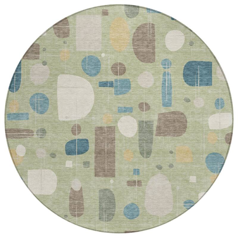 Machine Washable Indoor/ Outdoor Contemporary Fun Chantille Rug