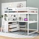 preview thumbnail 6 of 32, Wood Loft Bed Sturdy Frame with Desk and Shelves,2 Drawers,Full Size