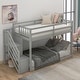 preview thumbnail 1 of 16, Twin over Twin Floor Kids Bunk Bed, Ladder with Storage, Gray