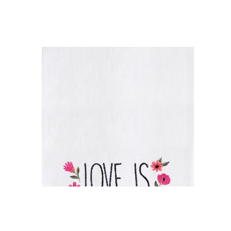 Love Is Patient & Kind Embroidered Cotton Flour Sack Kitchen Towel