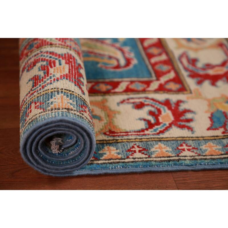 Blue Kazak Foyer Rug Hand-Knotted Wool Carpet - 2'8"x 4'2"