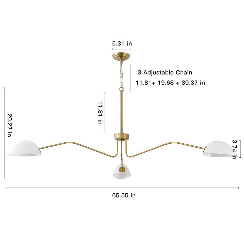 3 Arms Chandelier Mid Modern Chandelier Ceiling Light