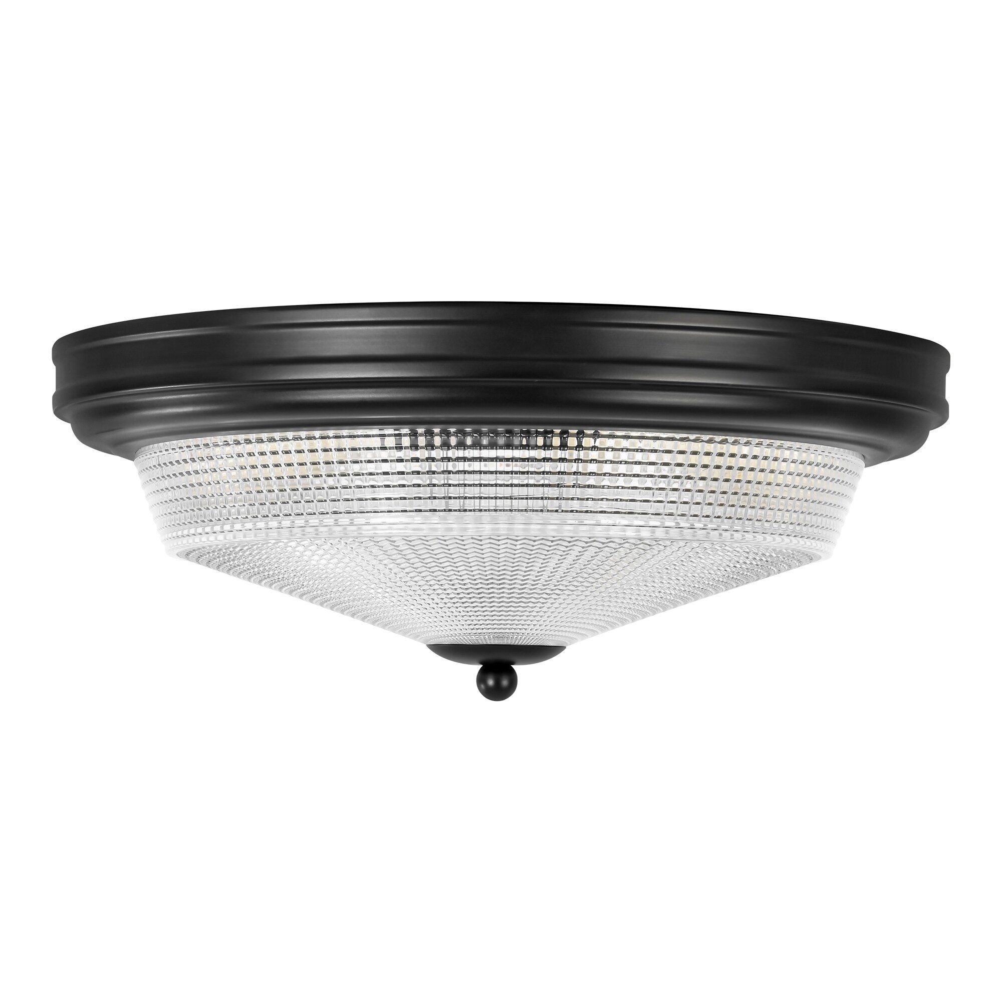 2 Light Modern Vintage Black Cone Textured Prismatic Glass Flush Mount Light 14.5 in. W x 6.6 in. H On Sale Bed Bath Beyond 42223409