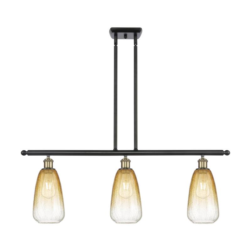 Innovations Lighting Endless Possibilities Ballston - Brookhaven Almond - 3 Light 36" Stem Hung Island Light - Black Antique Brass/Amber