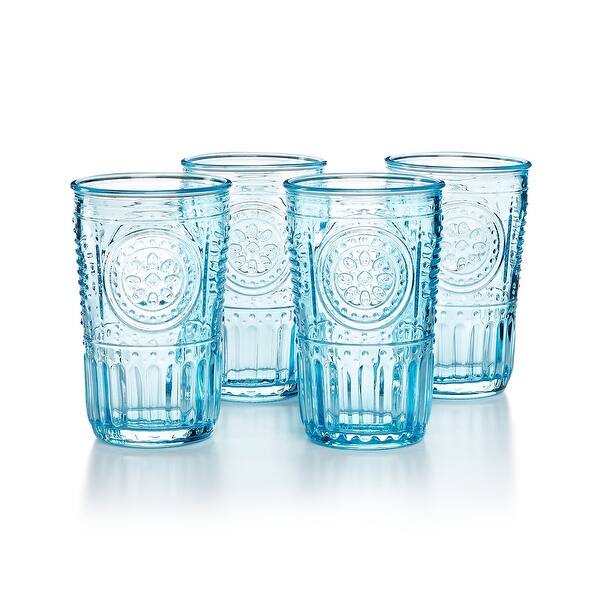 Bormioli Rocco Romantic 16 oz. Beverage/Tumbler Glass, Pastel Green ,Set of 4 - Set of 4 - Blue