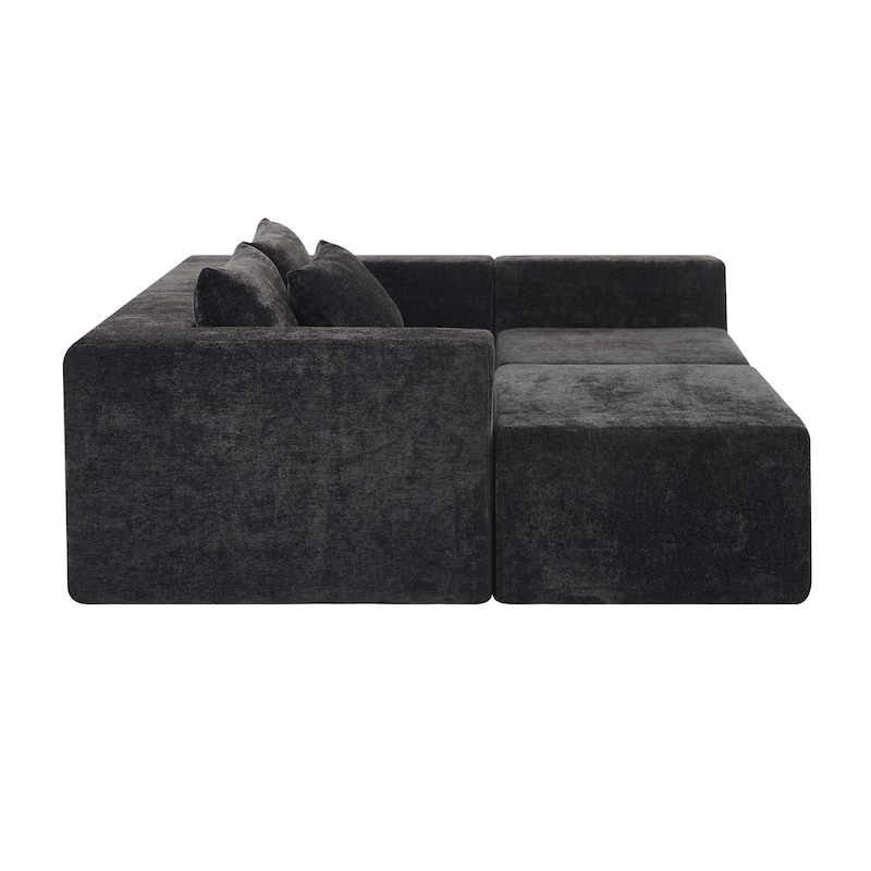 Christopher Knight Home - Adaline Modern Fabric Modular Sectional Sofa with Pillow Back and Ottoman