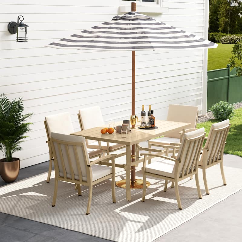 EGEIROS LIFE AluLux 7-Piece Aluminum Patio Dining Set with Washable Cushions