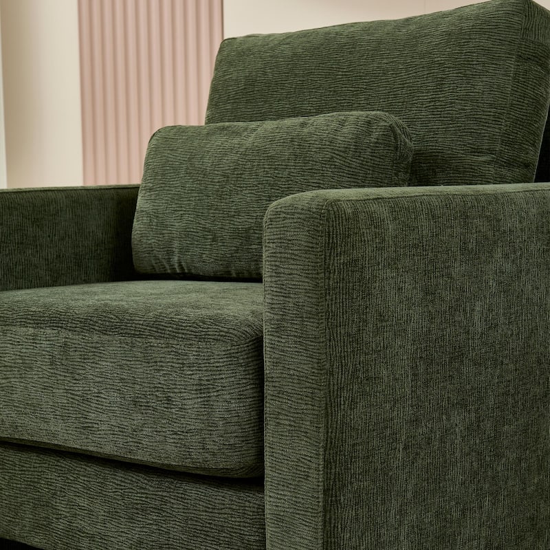 Modern Chenille Upholstered Accent Chair with Solid Wood Frame
