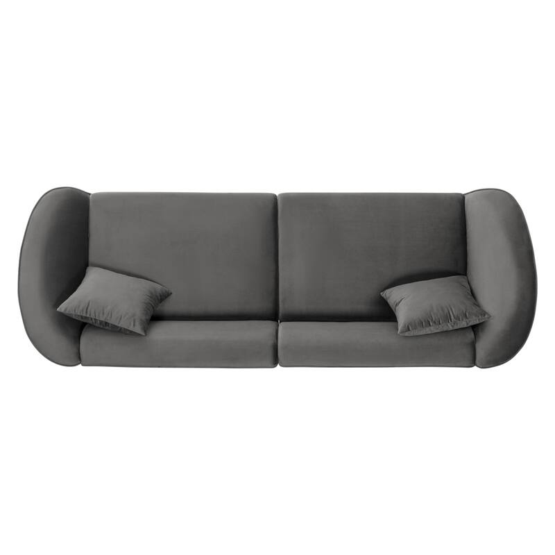 87" Curved Grey Sofa with Plush Seating and Durable Frame
