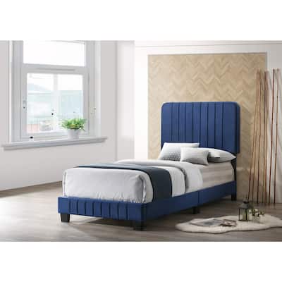 Navy Blue Upholstered Twin Bed with Modern Frame, Stylish Bedroom Furniture for Kids, Teens or Guest Rooms