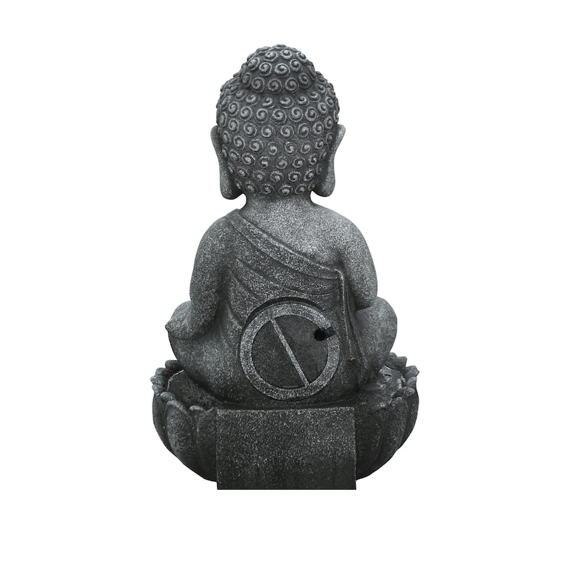 21.5" LED Lighted Sitting Buddha Outdoor Garden Water Fountain