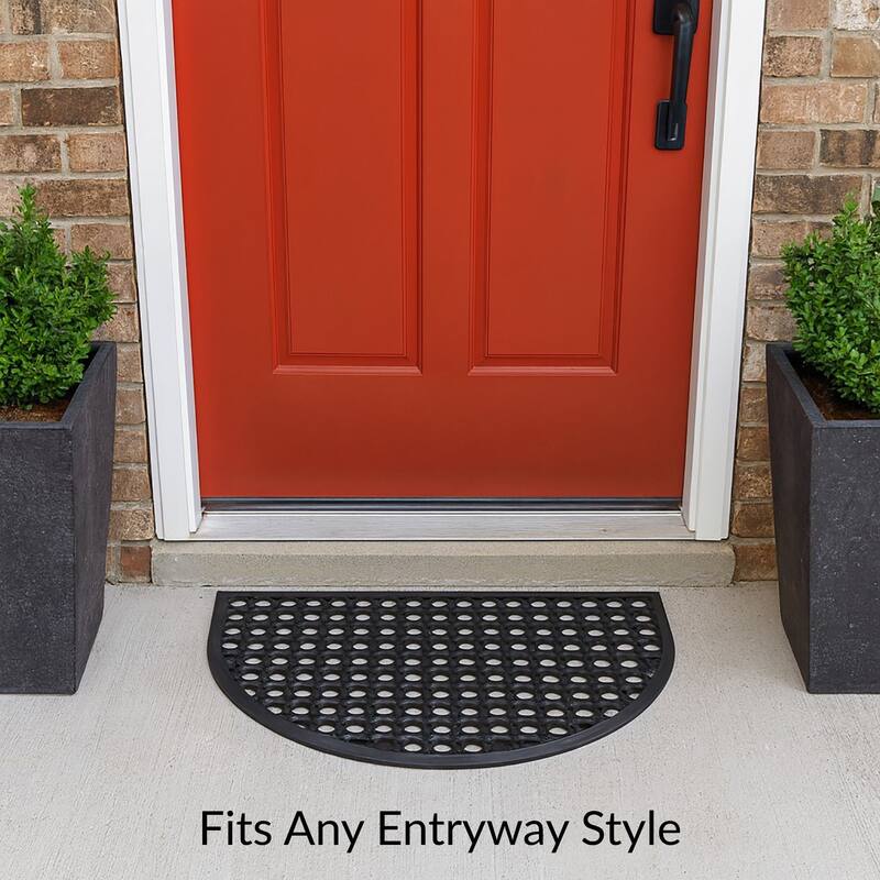 Half Moon Rubber Door Mat 23.5 x 15.75 Inches - 23.5 L x 15.75 W x 0.6 H