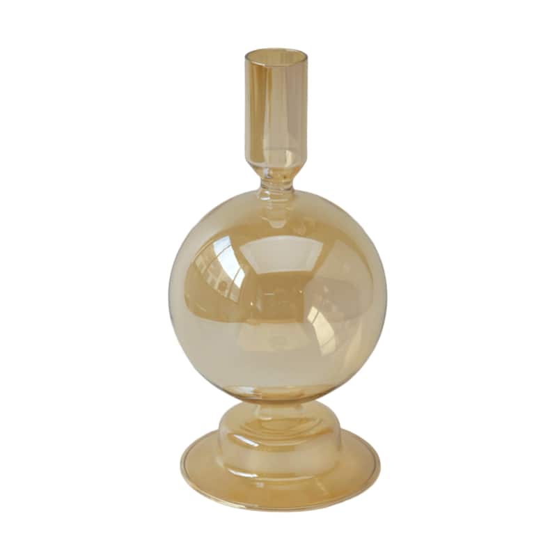 Sagebrook Home Glass Elegance - Illuminate Your Space with Unique Candle Holders - 4" x 4" x 7" - Gold