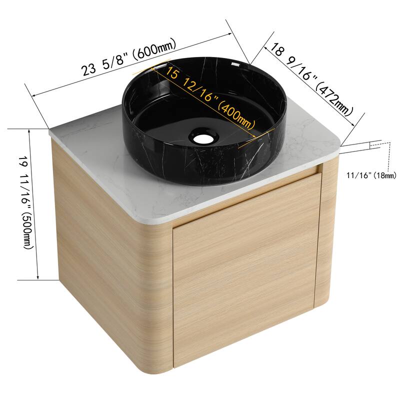 Bathroom Vanity With Sink In 24/30 Inch, Floating Bathroom Vanity With Soft Close Door