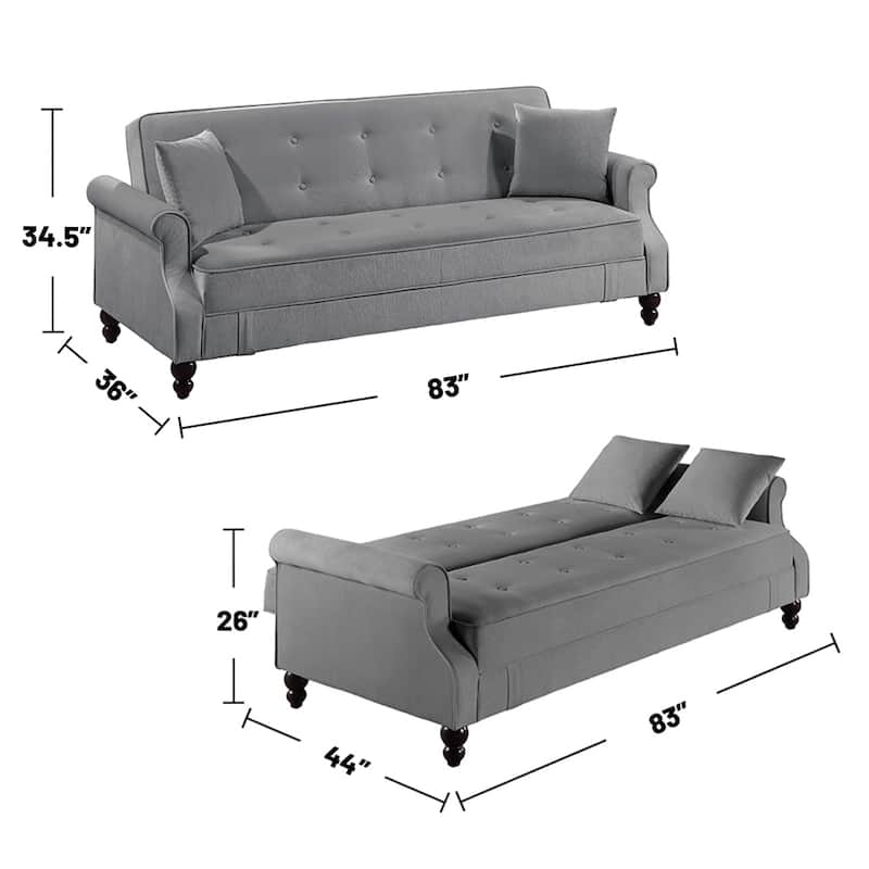 Burnt-Out Fabric Upholstered Adjustable Sofa with Storage