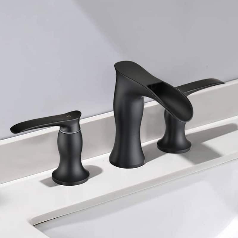 BATHLET Victoria Widespread Waterfall Sink Faucet in Matte Black