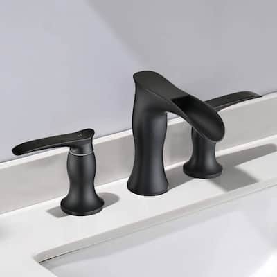 BATHLET Victoria Widespread Waterfall Sink Faucet in Matte Black
