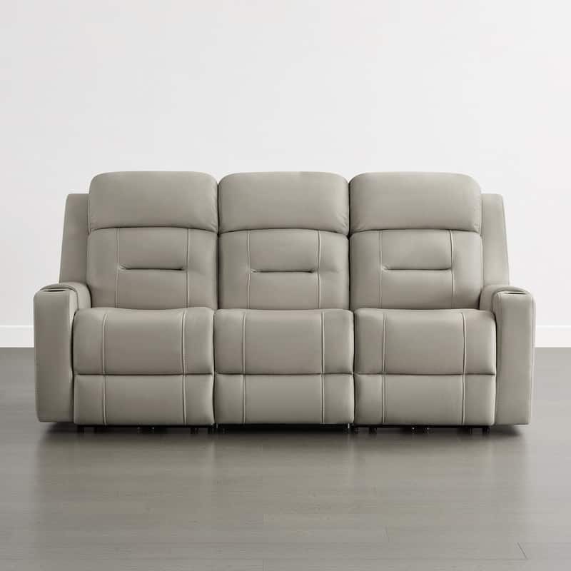 Spruce & Spring Genuine Leather Power Reclining Sofa with Wireless Charging