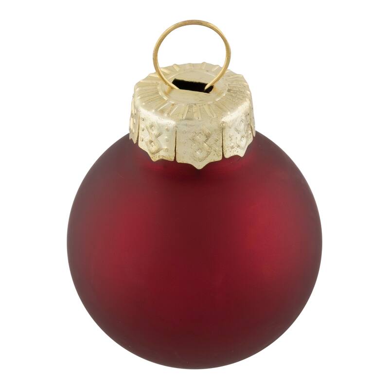 24ct Burgundy Red Dual Finish Glass Christmas Ball Ornaments 1" (25mm)
