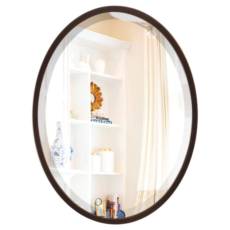 Lincoln Framed Oval Mirror - Rubbed Bronze - Rubbed Bronze