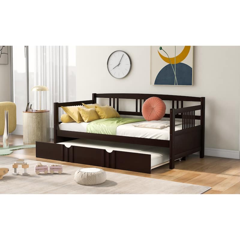 Pine Daybed with Trundle and Railing