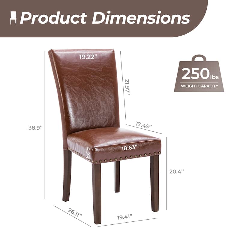 RENEWLINE Dining Chairs, Fabric with Nailhead Trim and Wood Legs