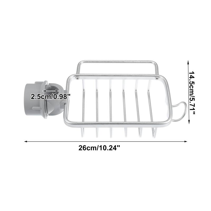 Sink Caddy Sponge Holder Square Aluminum Faucets Caddy Organizer - 10.24"x5.71"x2.56"