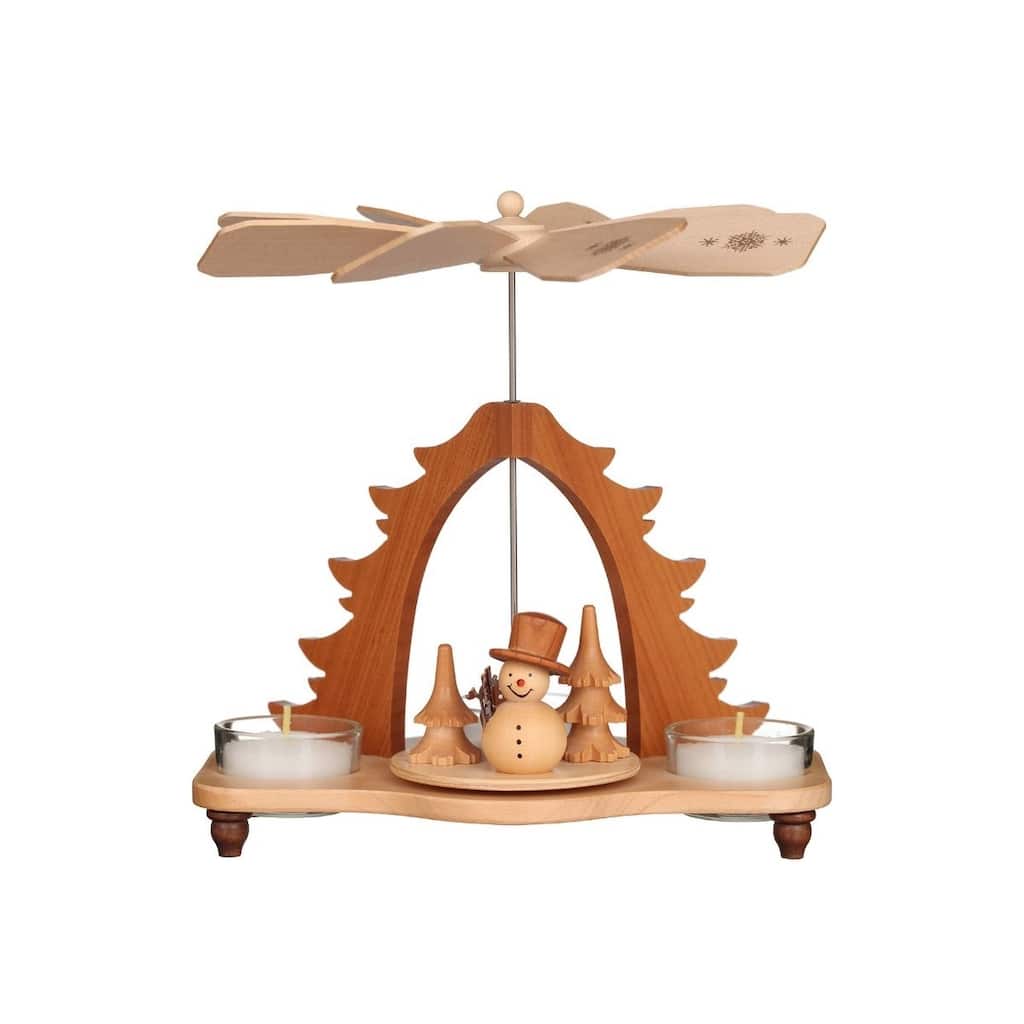 7.75" Brown Black Christian Ulbricht Snowman Pyramid Candle Holder