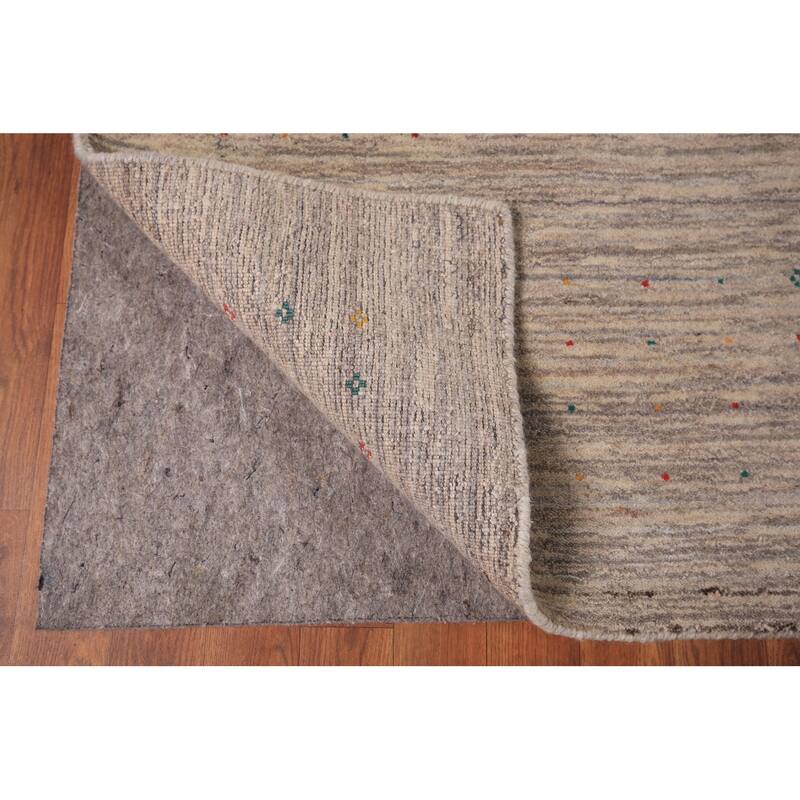 Striped Tribal Gabbeh Square Area Rug Handmade Wool Carpet - 8'0" X 7'11"