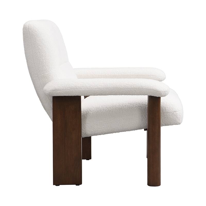 Upholstered Accent Chair and Ottoman with Solid Wood Frame - 34.5" D x 30" W x 32.5" H