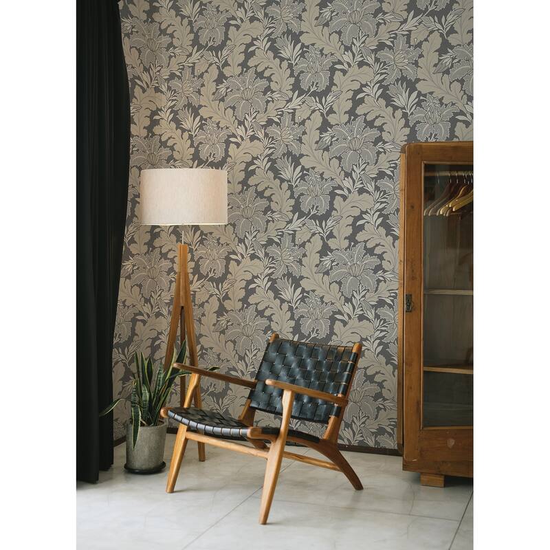 A-Street Prints Butterfield Grey Floral Wallpaper