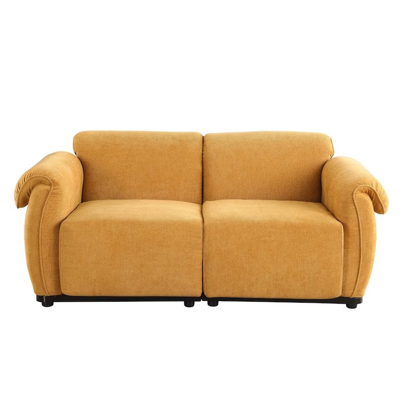 68.5" Chenille Modular Sofa - Fashionable Small Sectional with Iron Frame for Living Room, Bedroom