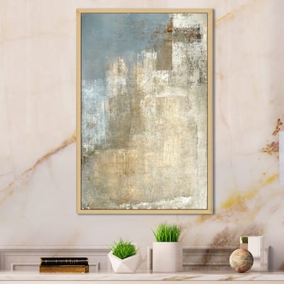 Designart "Grey Meets Brown Abstract Art IV" Modern Framed Canvas Wall Art