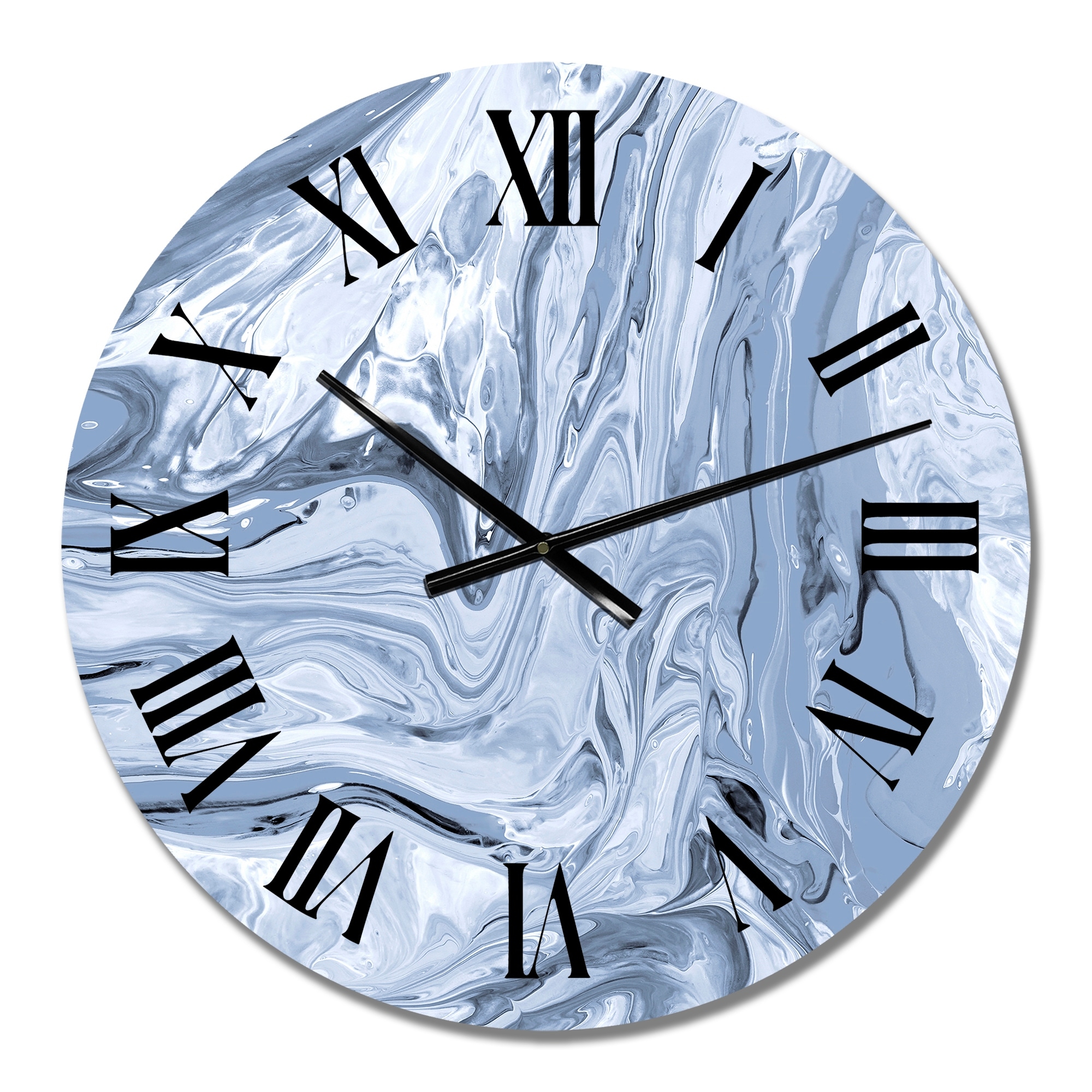 Designart 'Contemporary Grey Liquid Art Waves' Modern wall clock