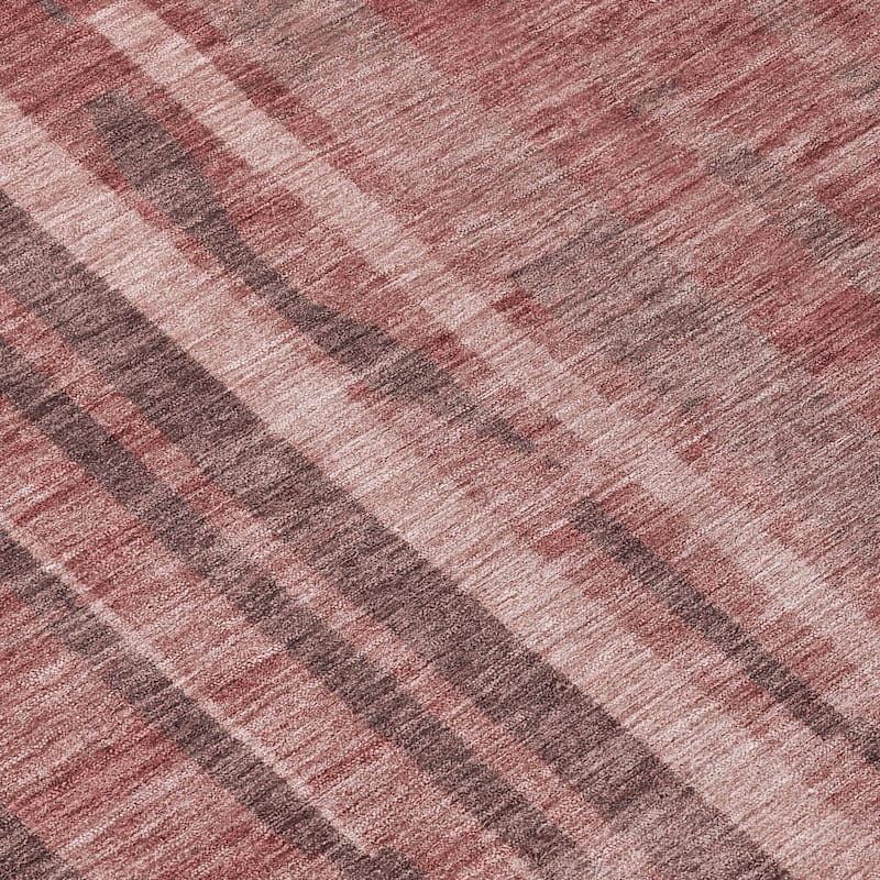 Machine Washable Indoor/ Outdoor Modern Stripes Chantille Rug