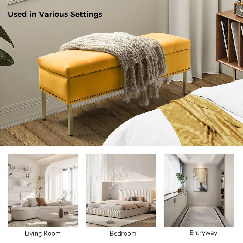 Egmont Contemporary Velvet Flip-Top Storage Bench by HULALA HOME
