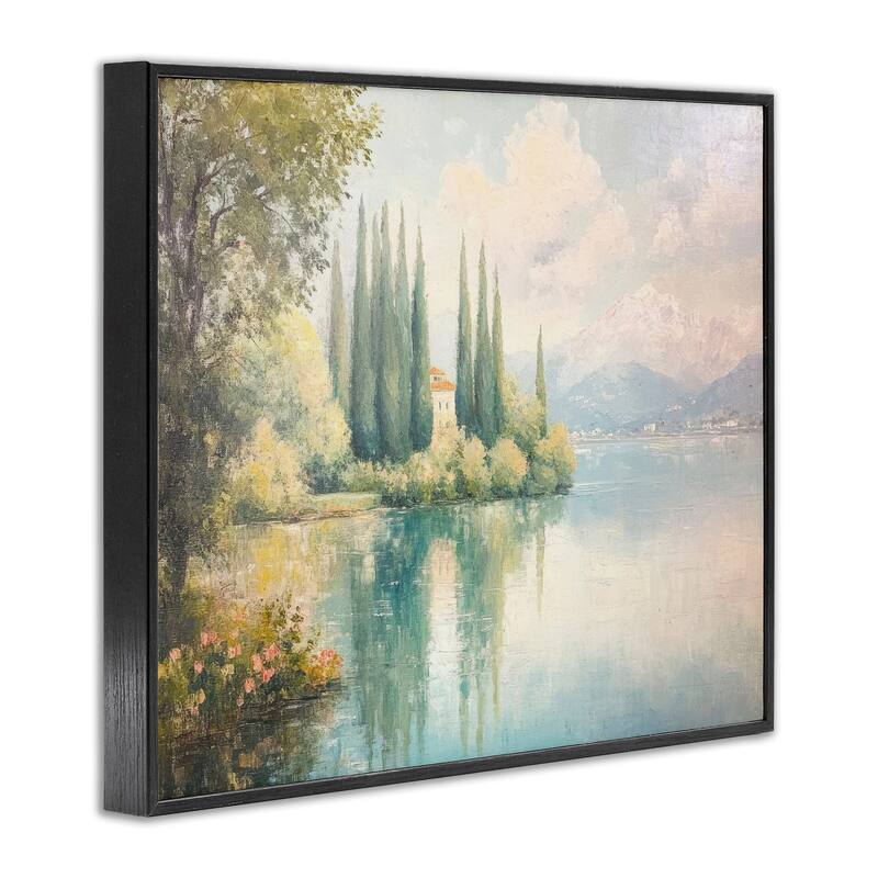 Stupell Lakeside Mansion View Framed Giclee Art Design By Petal Prints Design