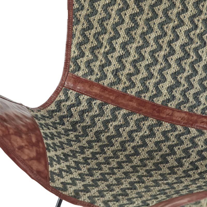 Canvas Butterfly Chair with Leather Accents - Gray - Roche River Decor