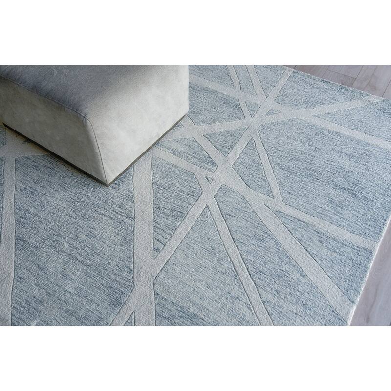 Exquisite Rugs Miami Handmade Hand-tufted New Zealand Wool on Canvas Silver/Ivory Area Rug