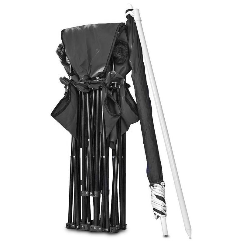 GoTeam Portable Double Folding Chair w/Removable Umbrella, Cooler Bag and Carry Case