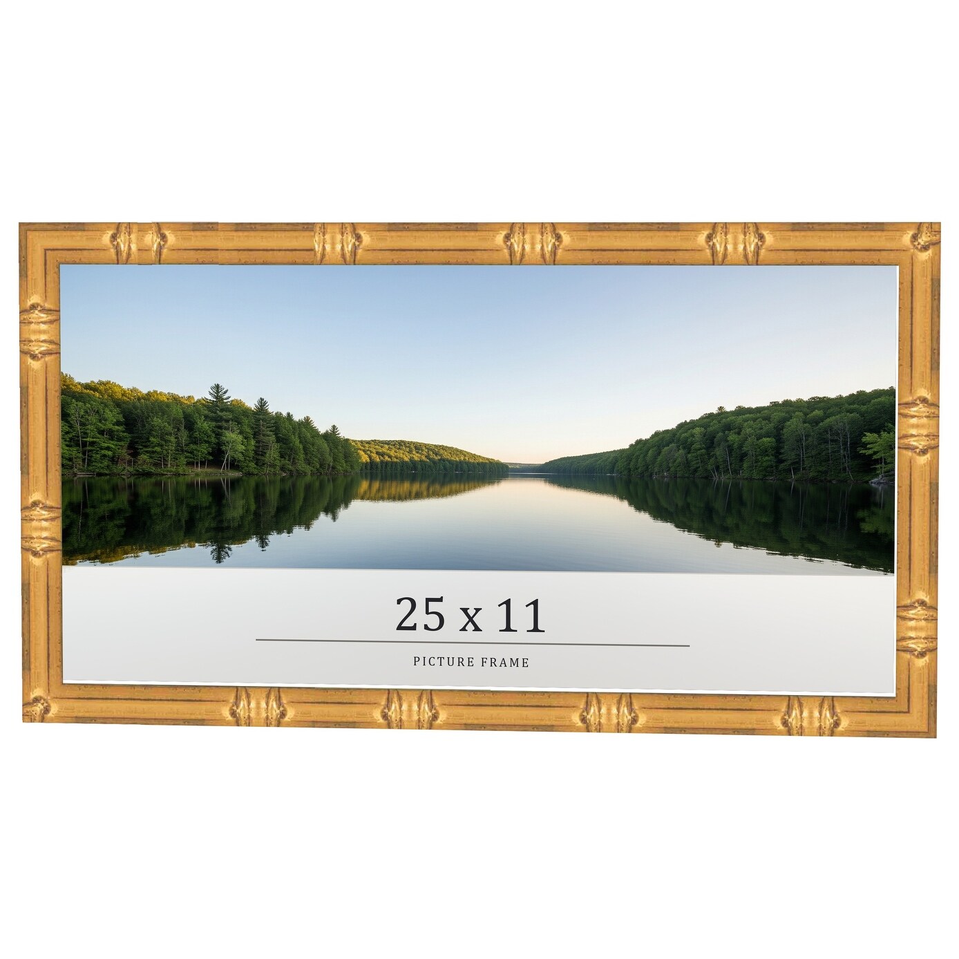 25x11 Frame Gold Bamboo Solid Wood Picture Frame | 1 Inch Moulding