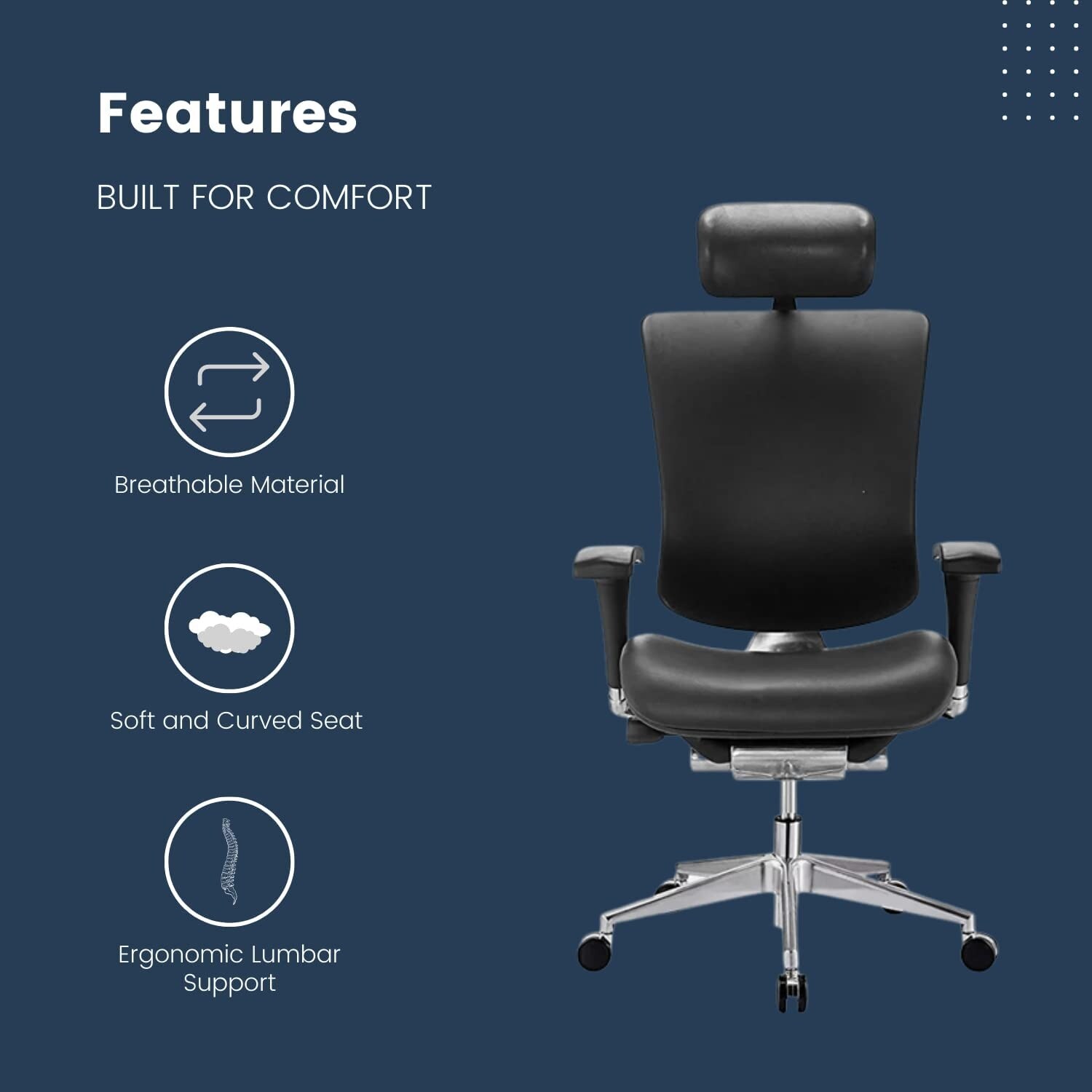 GM Seating Dreem Genuine Leather Ergonomic Office Chair Lumbar
