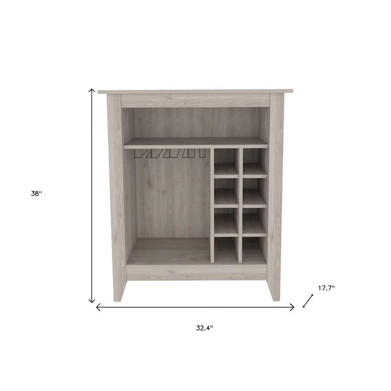 Wood Bar Cart with Wine Storage and Shelves and Cabinet - 17.7” D x 32.4” W x 38” H