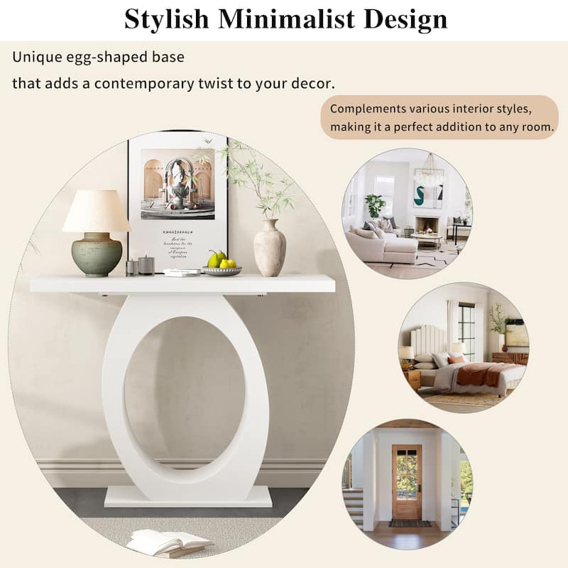 Mirod Stylish Modern Console Table with Egg-Shaped Base - Beige