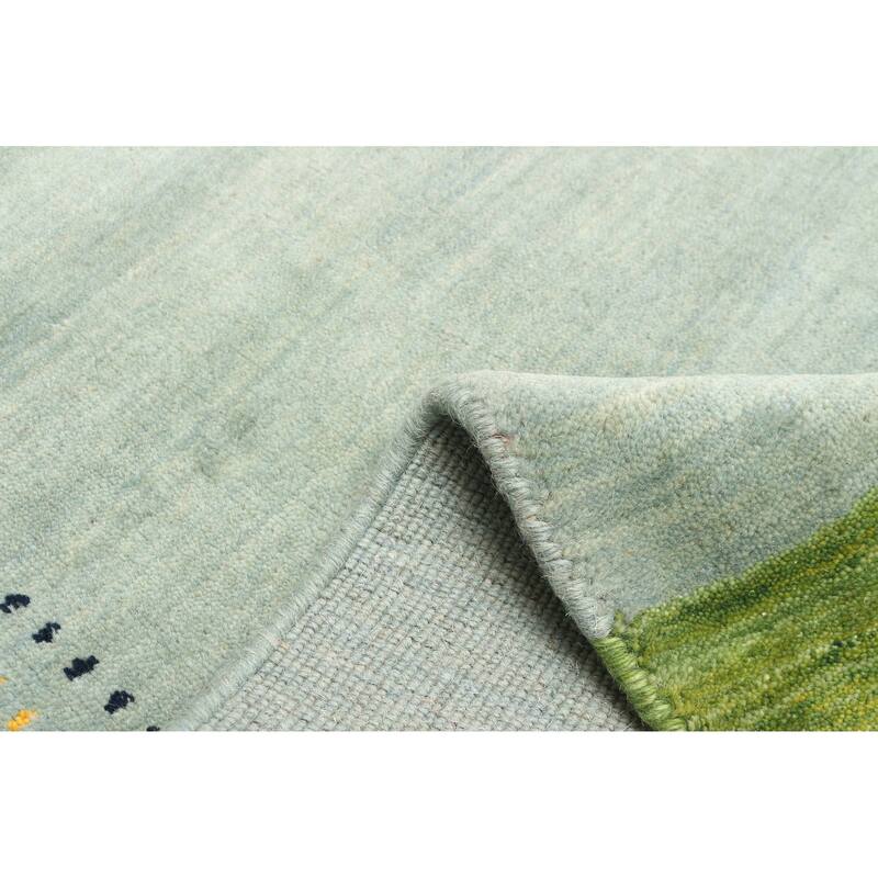 ECARPETGALLERY Hand Loomed Kashkuli Gabbeh Light Blue Wool Rug - 4'2 x 5'9